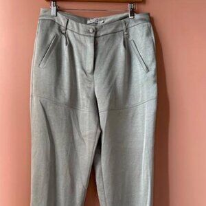 STELEN High Rise Silver Silk Slacks- size L - BARELY WORN